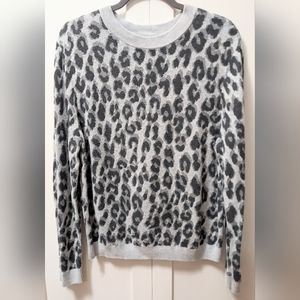 A NEW DAY, Gray and Black, Leopard print Sweater, Size Large.